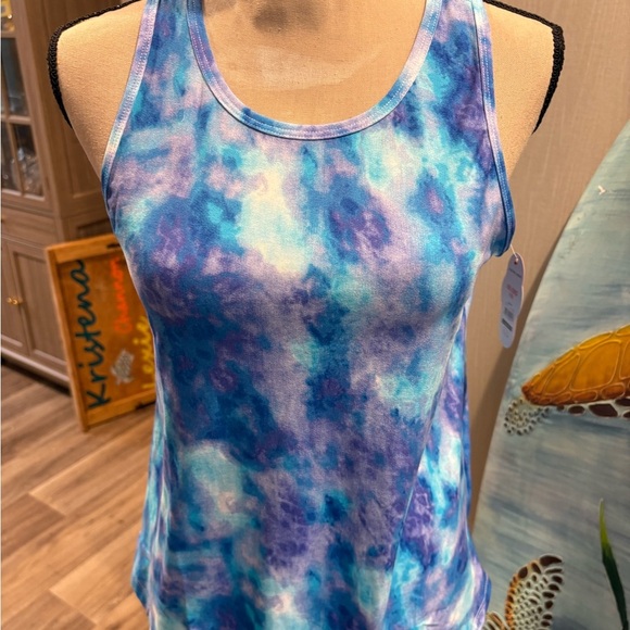 Blue and Purple Tie-Dye Women's Tank Top - Picture 1 of 13